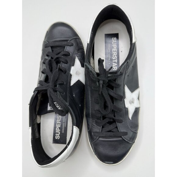 Golden Goose Super-Star Leather Sneakers in Black and White Size 41 - Picture 1 of 16